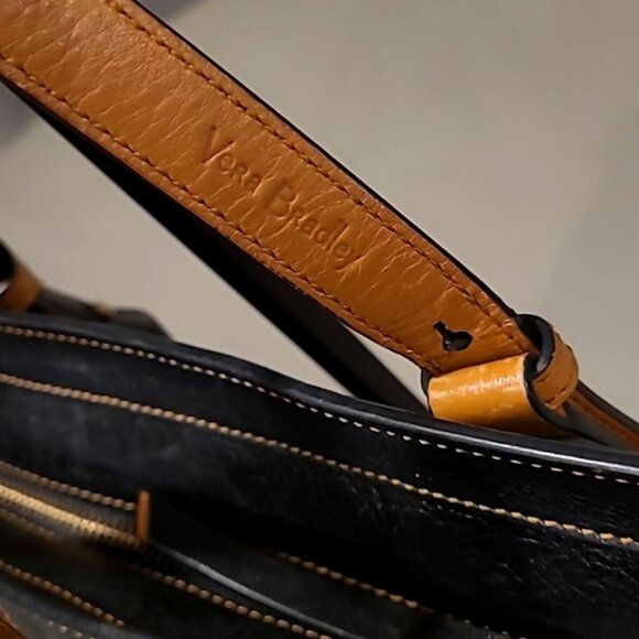 Vera Bradley Sagebrush Satchel Gallatin Leather Black and Tan - Picture 5 of 14